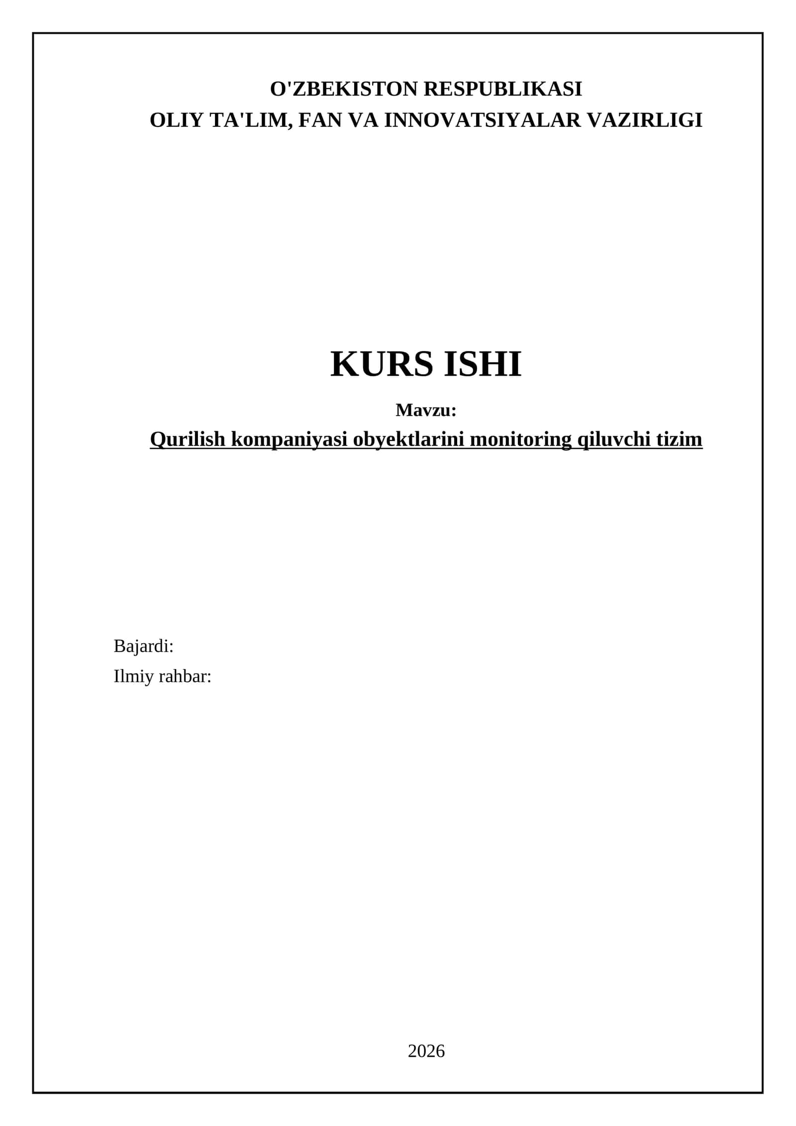 Qurilish kompaniyasi obyektlarini monitoring qiluvchi tizim 1