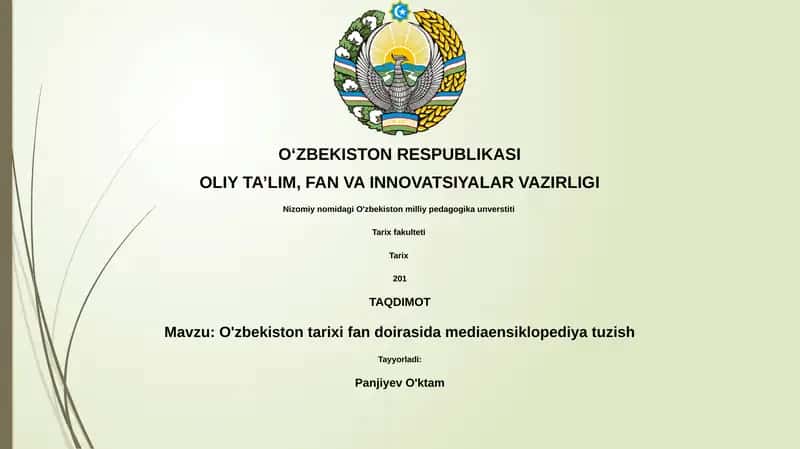 O'zbekiston tarixi fan doirasida mediaensiklopediya tuzish 1