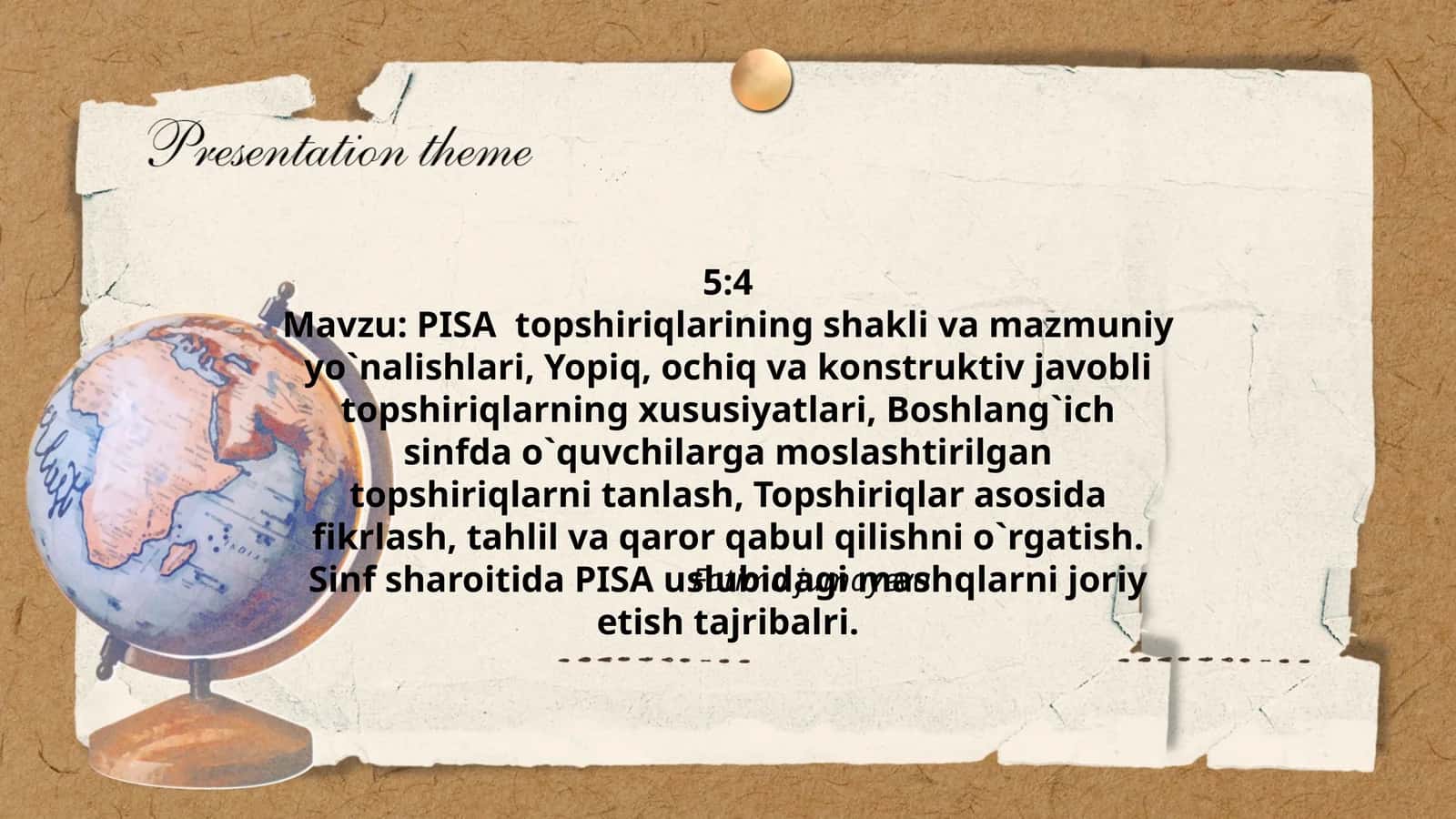 PISA topshiriqlarining shakli va mazmuniy yo`nalishlari 1
