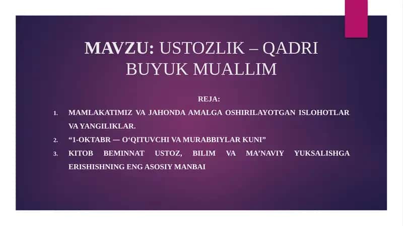 USTOZLIK– QADRI BUYUK MUALLIM 1