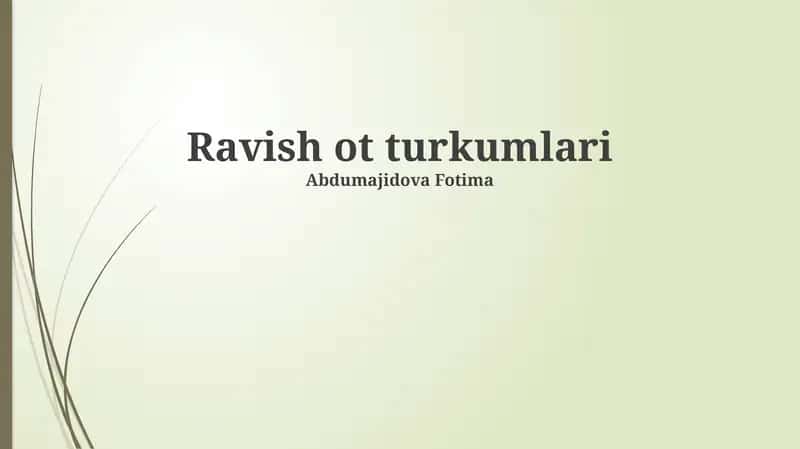 Ravish ot turkumlari 1