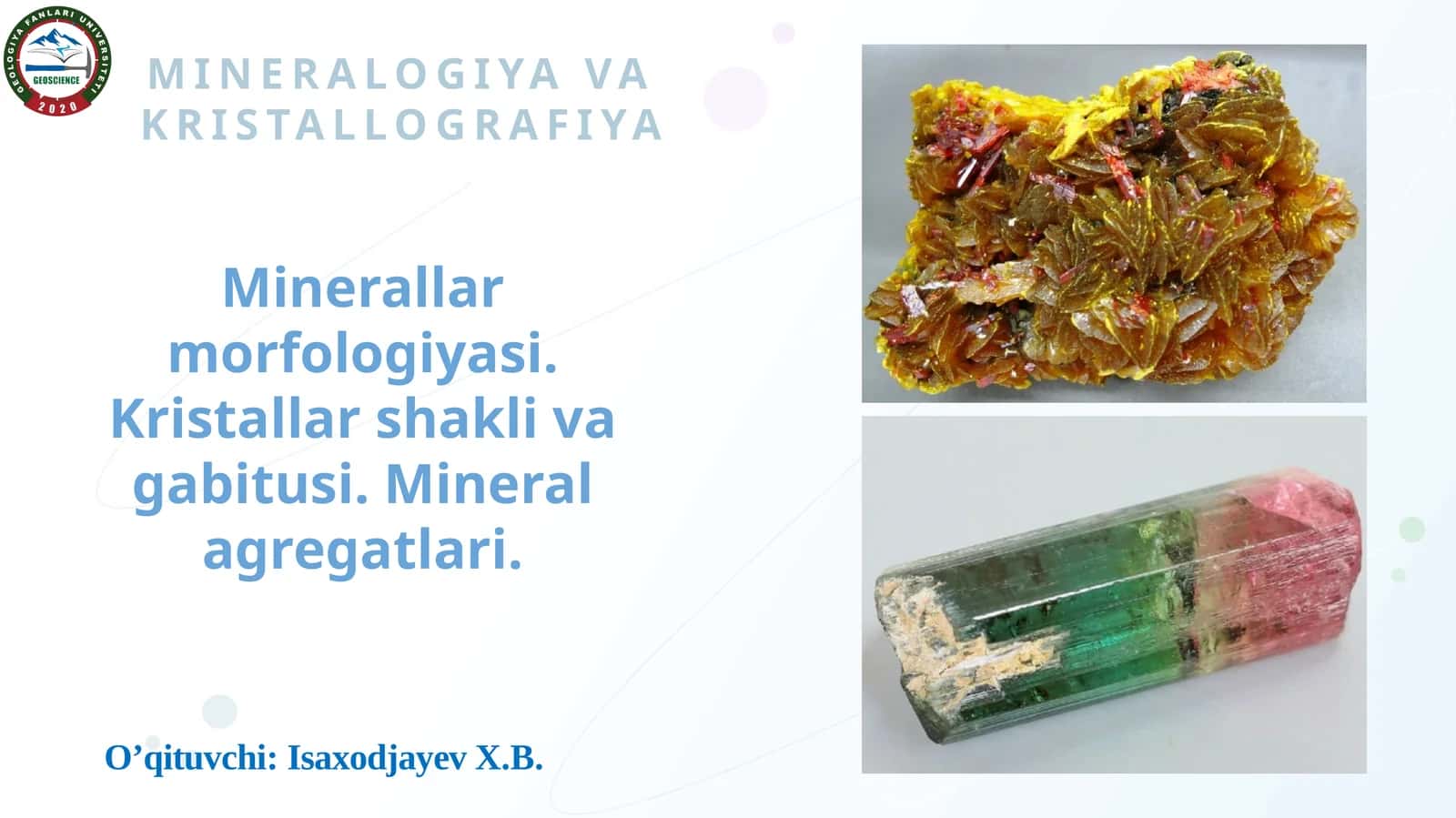 MINERALOGIYA VA KRISTALLOGRAFIYA 1