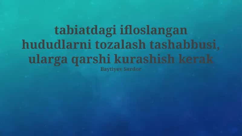 Tabiatdagi ifloslangan hududlarni tozalash tashabbusi 1