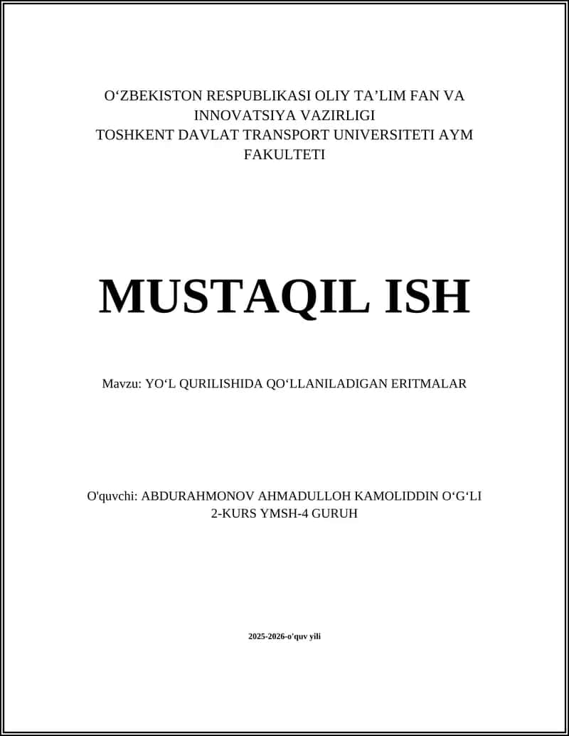 Bitum emulsiyalari va ularning yo‘l qurilishidagi qo‘llanilishi 1