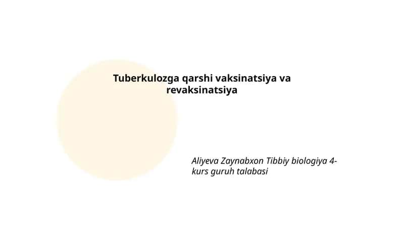 Tuberkulozga qarshi vaksinatsiya va revaksinatsiya 1