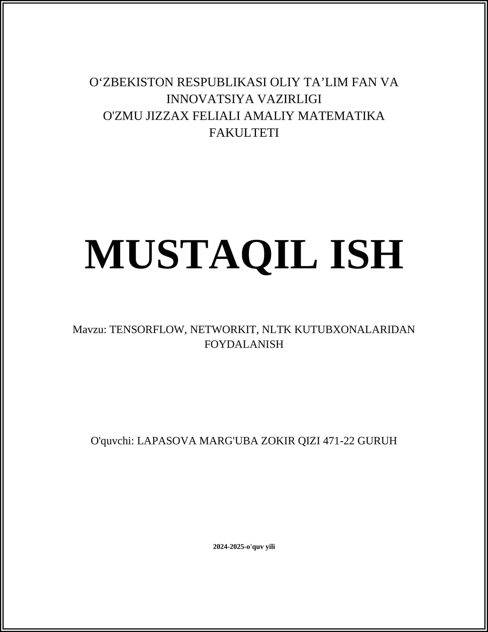 TensorFlow kutubxonasi o'rnatish 1