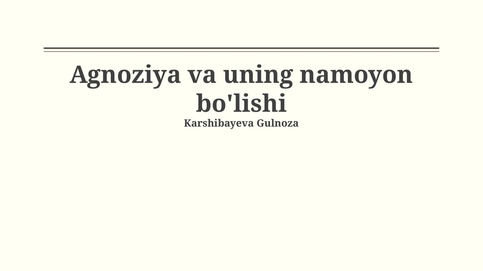 Agnoziya va uning namoyon bo'lishi 1