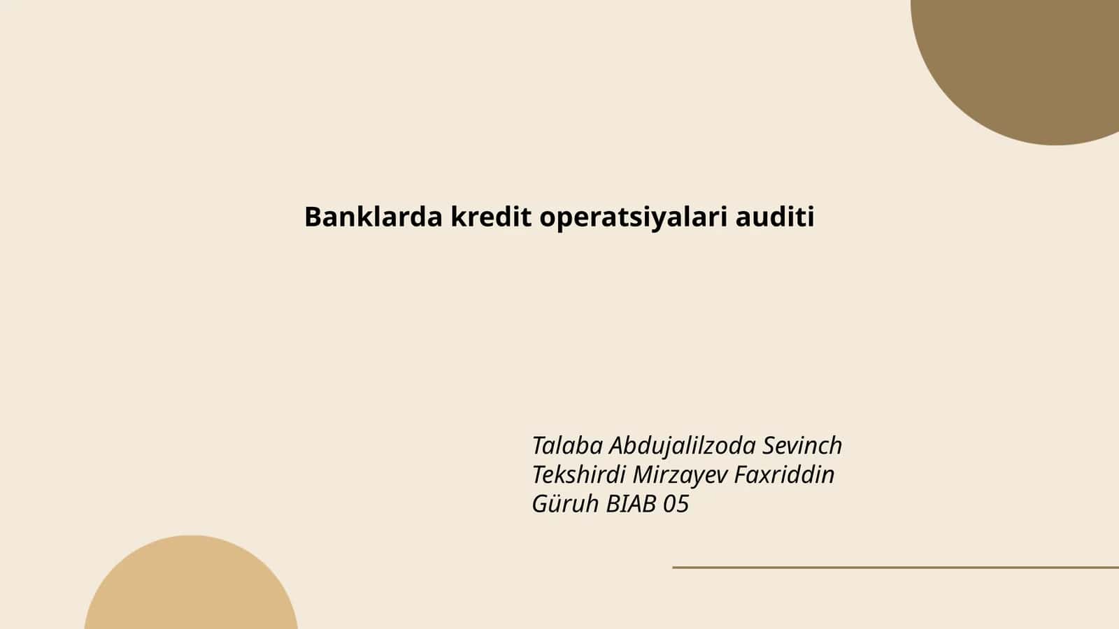 Banklarda kredit operatsiyalari auditi 1