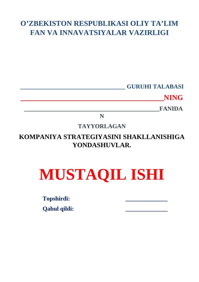 Kompaniya strategiyasini shakllanishiga yondashuvlar 1