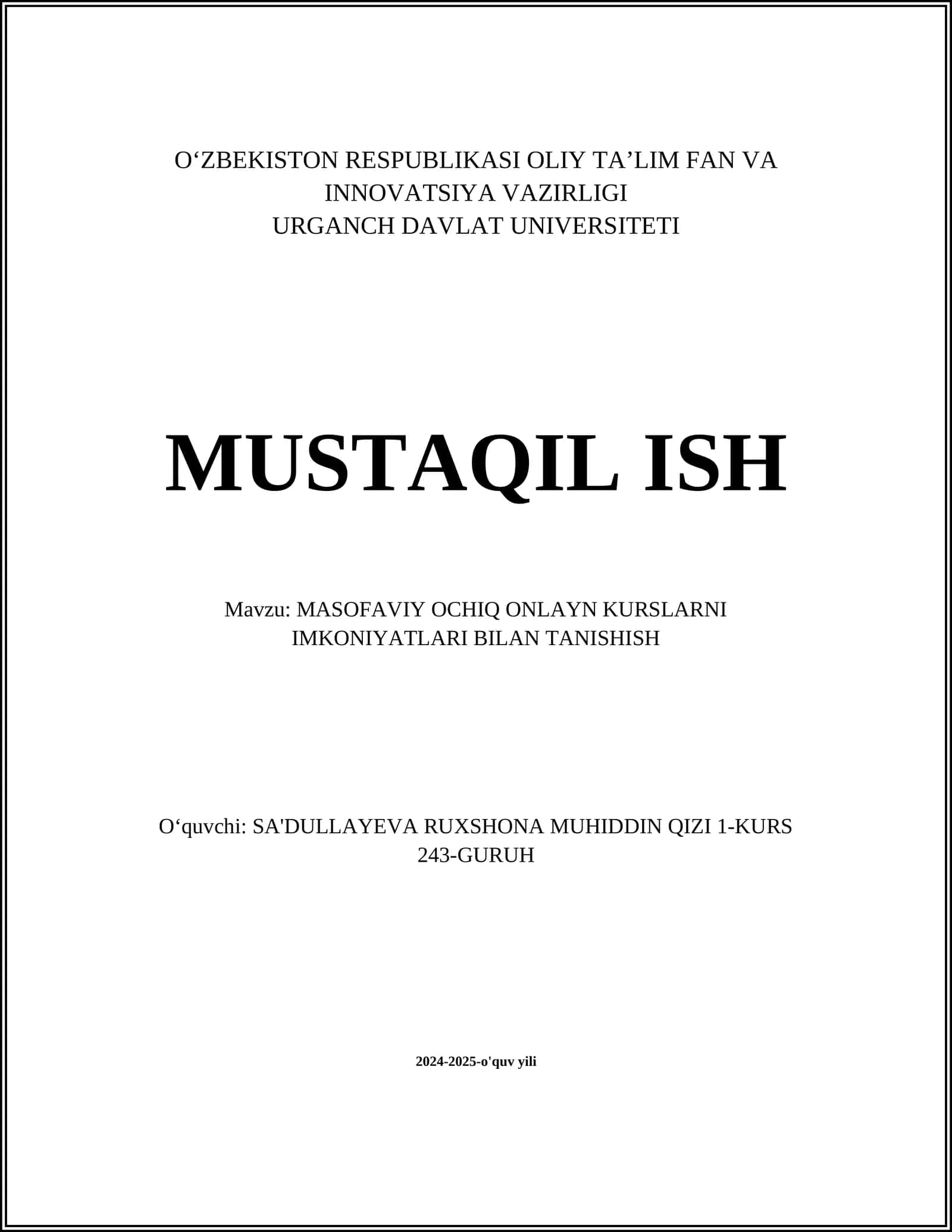 MASOFAVIY OCHIQ ONLAYN KURSLARNI IMKONIYATLARI BILAN TANISHISH 1