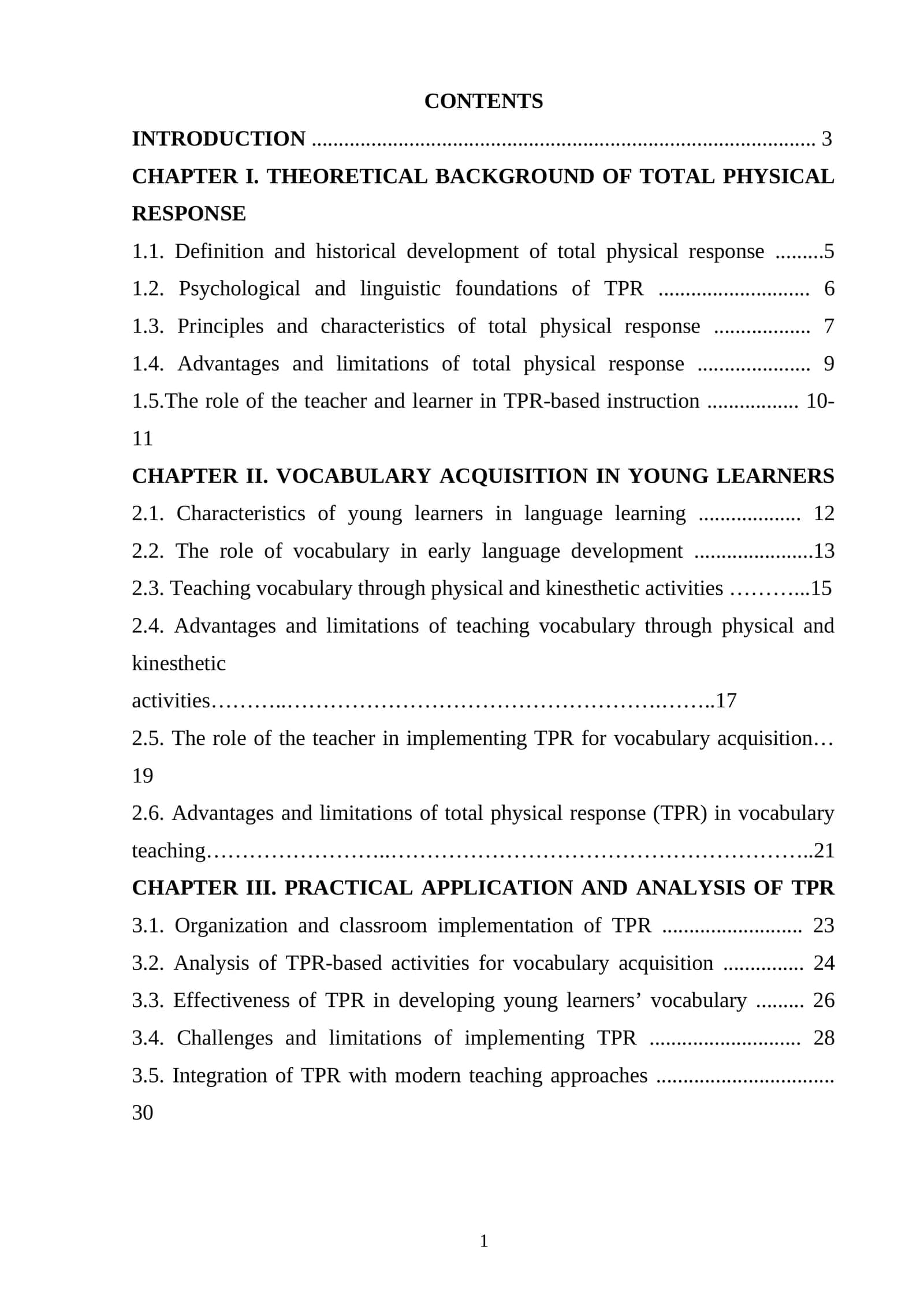 The influence of total physical response (TPR) on young learner vocabulary acquisition 1