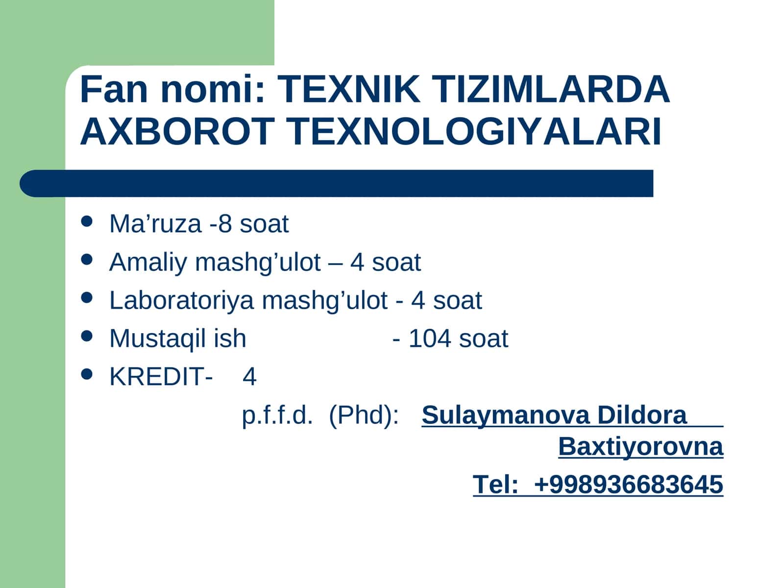 TEXNIK TIZIMLARDA AXBOROT TEXNOLOGIYALARI 1