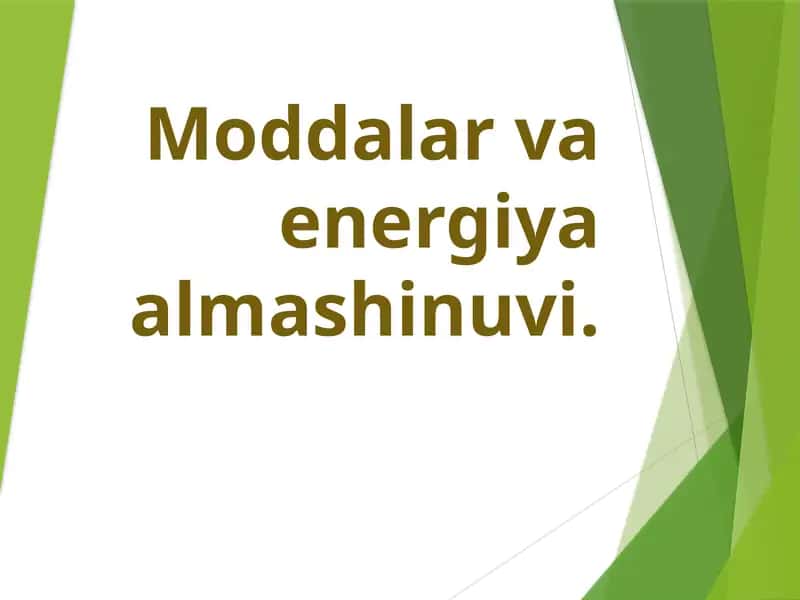 Moddalar va energiya almashinuvi 1