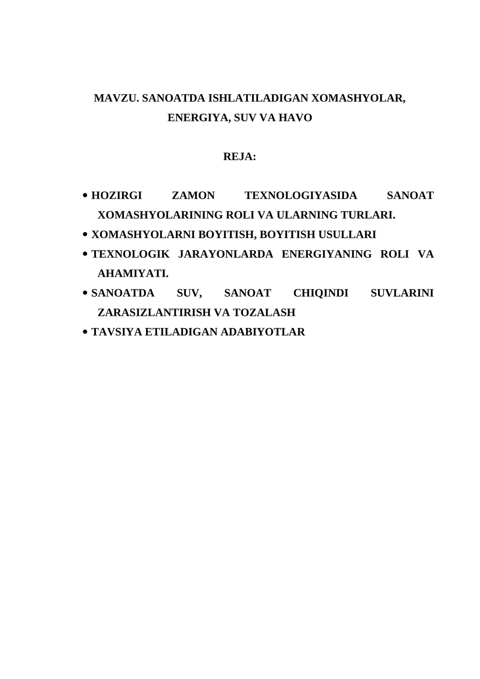 SANOATDA ISHLATILADIGAN XOMASHYOLAR, ENERGIYA, SUV VA HAVO 1