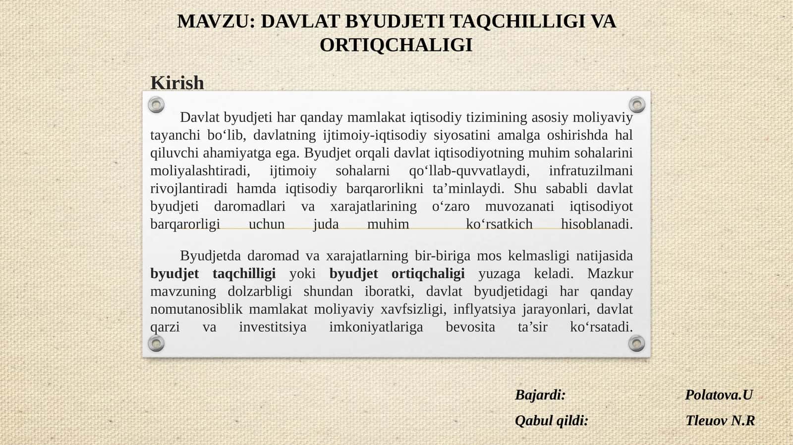 Davlat Byudjeti 1