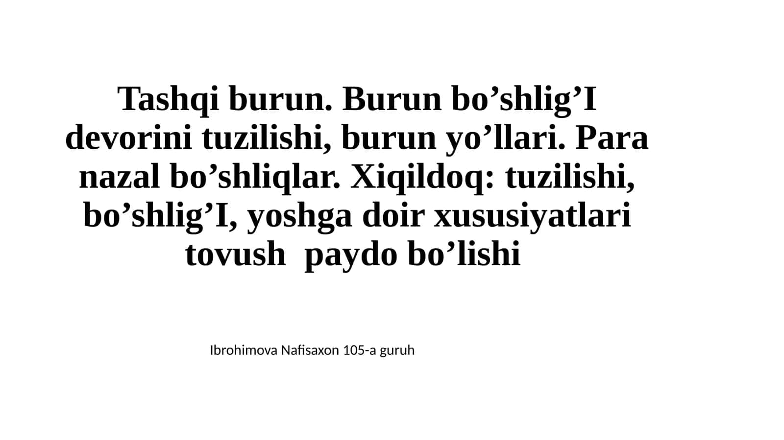 Burun bo'shlig'i tuzilishi va qurishi 1