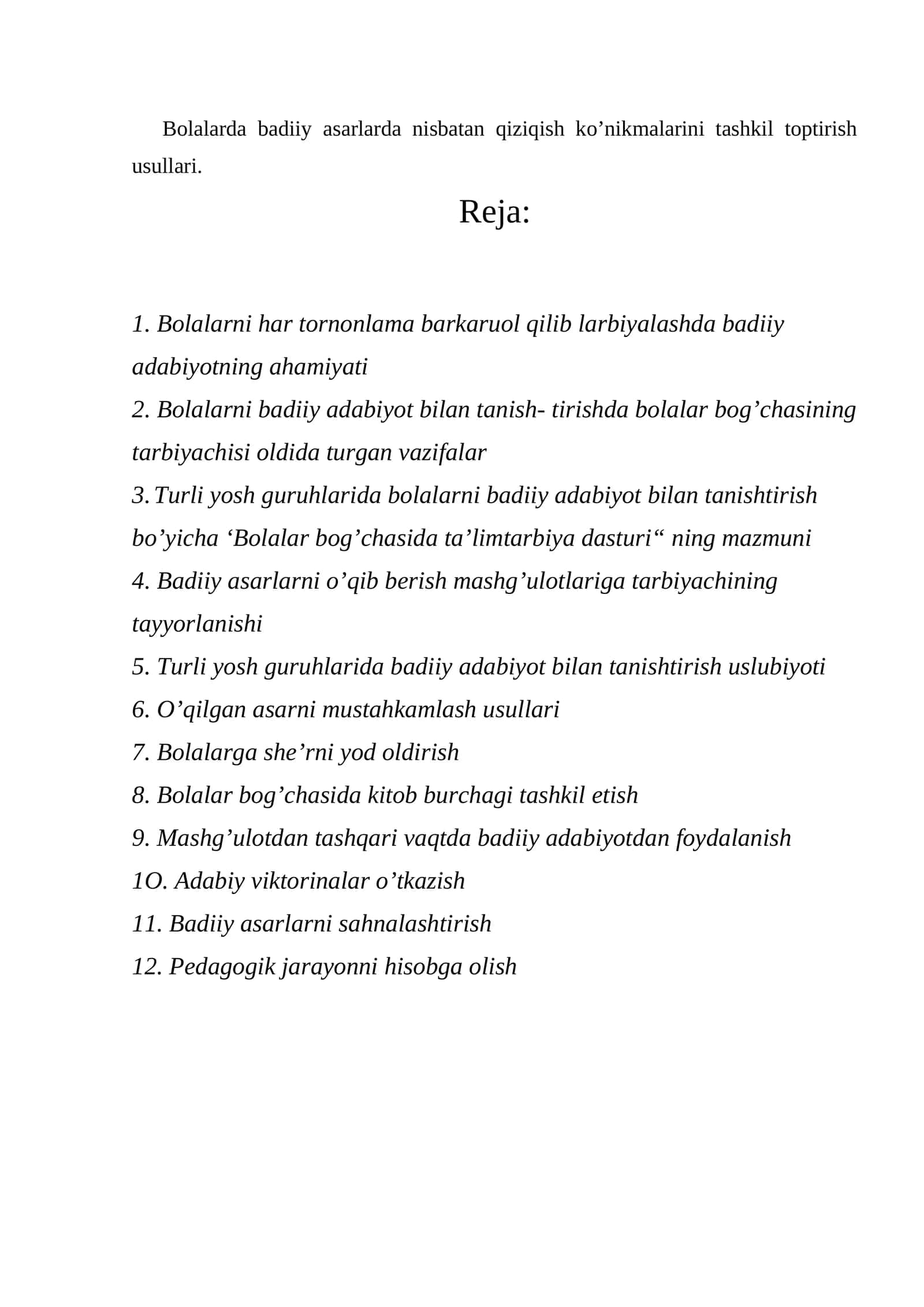 Bolalarda badiiy asarlarda nisbatan qiziqish ko’nikmalarini tashkil toptirish usullari 1