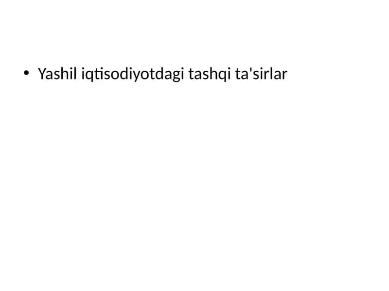 Yashil iqtisodiyotdagi tashqi ta'sirlar 1