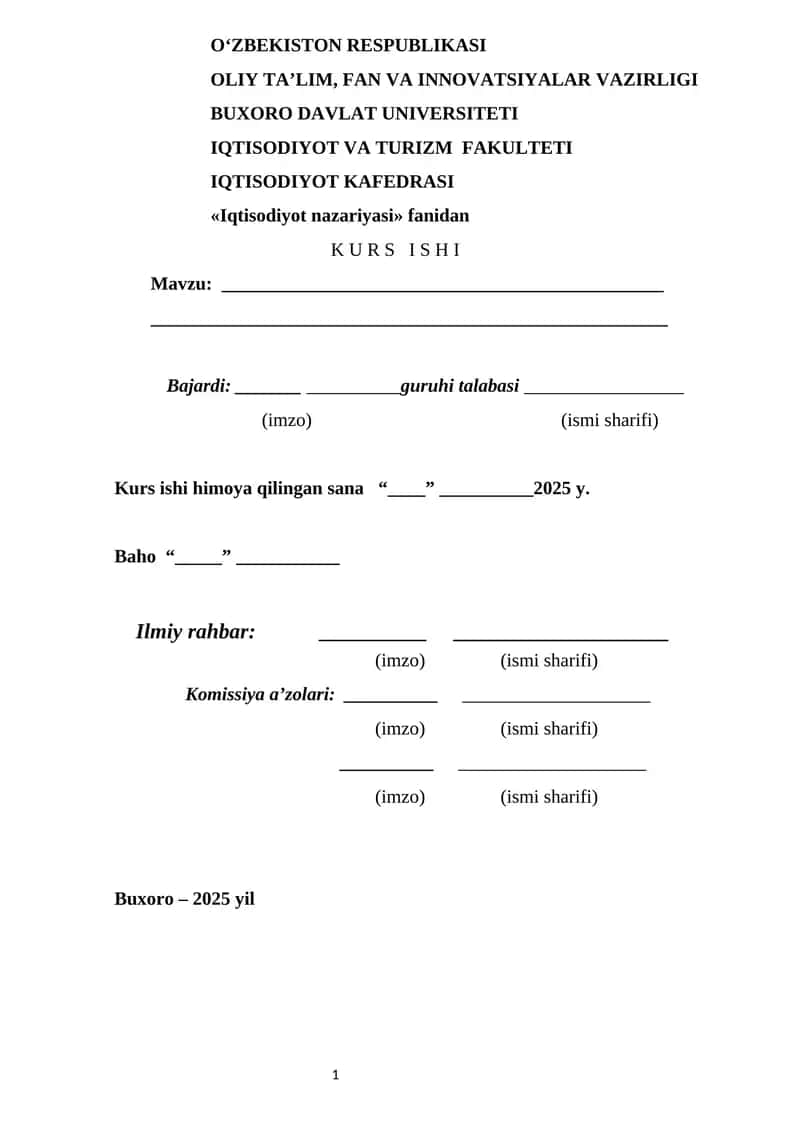 Iqtisodiyot nazariyasi KURS ISHI 1