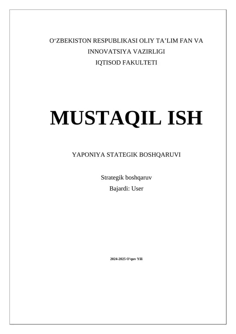 Yaponiya stategik boshqaruv 1