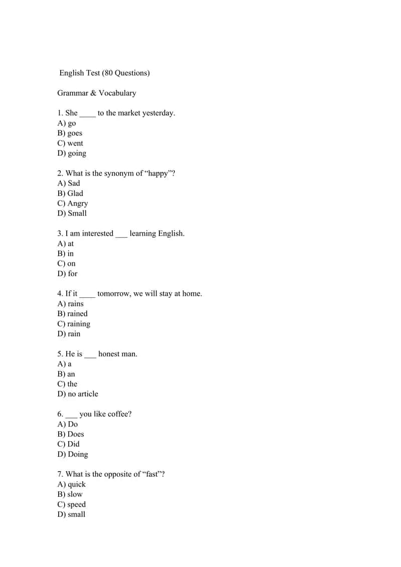 English Test 1