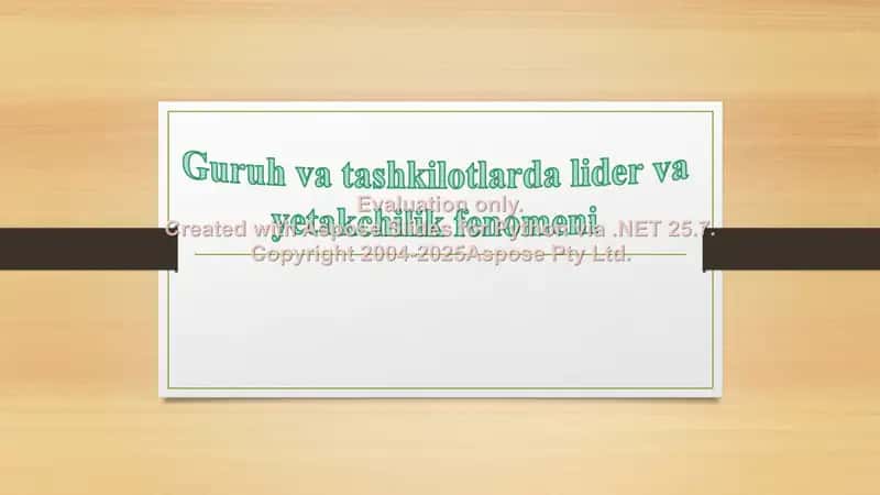 Guruh va tashkilotlarda lider va yetakchilik fenomeni 1