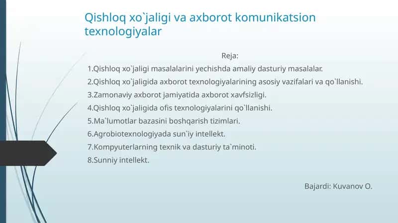 Qishloq xoʻjaligi va axborot texnologiyalari 1