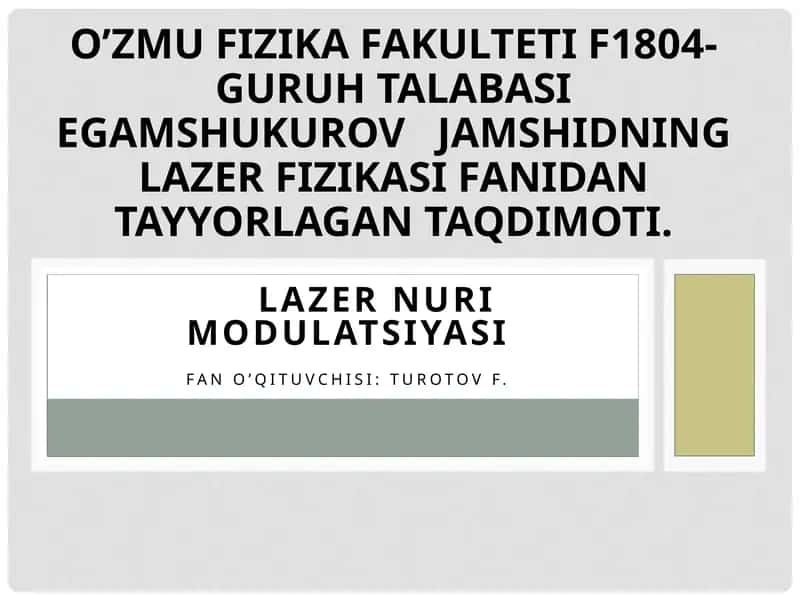LAZER NURI MODULATSIYASI 1