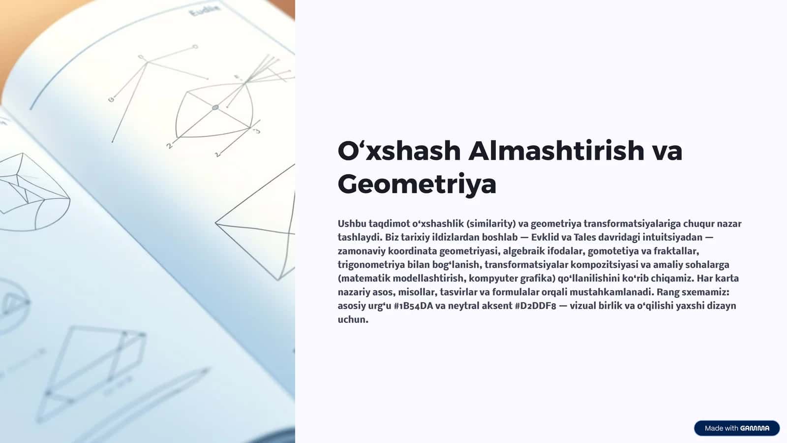 O‘xshash Almashtirish va Geometriya 1