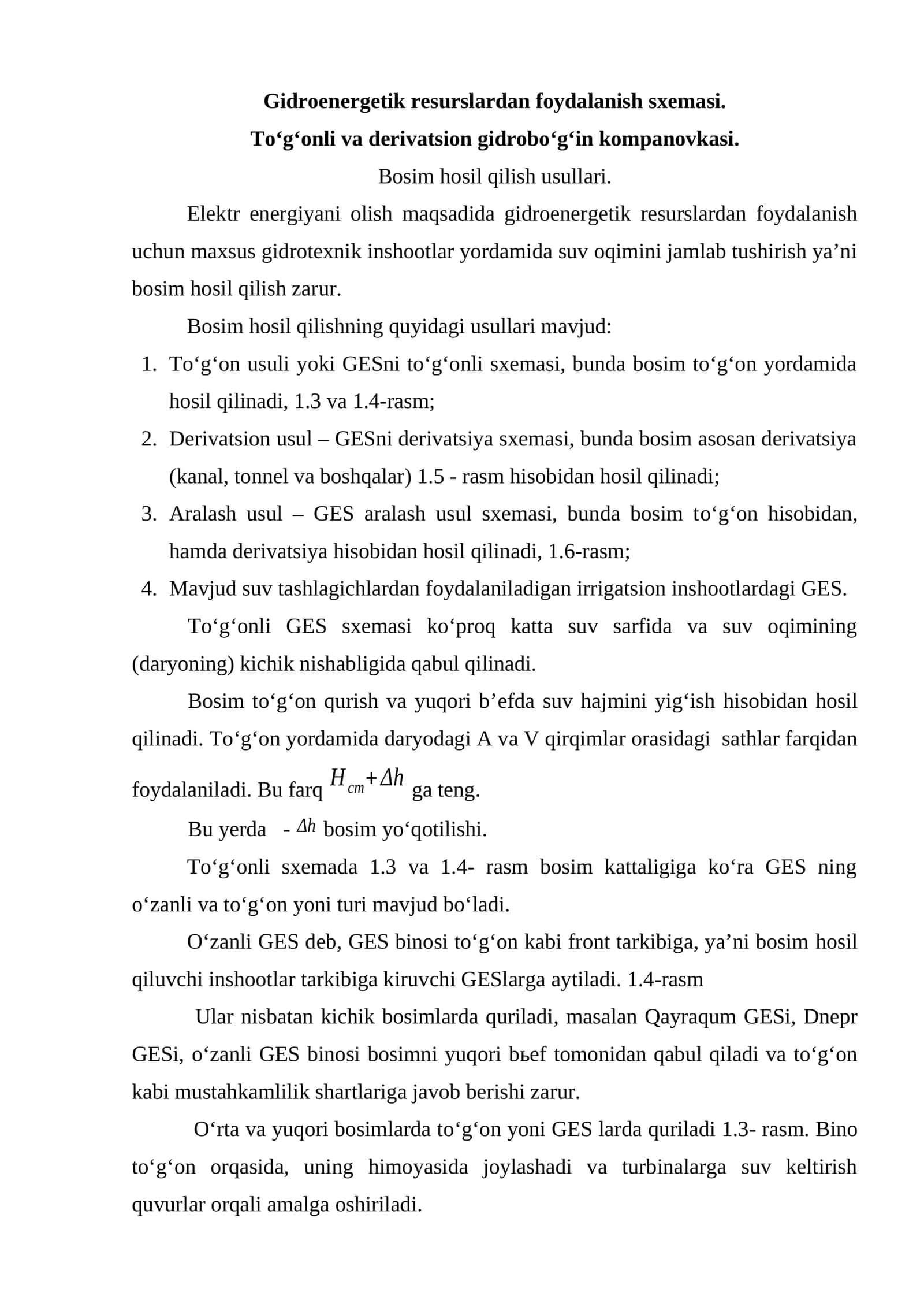Gidroenergetik resurslardan foydalanish sxemasi 1