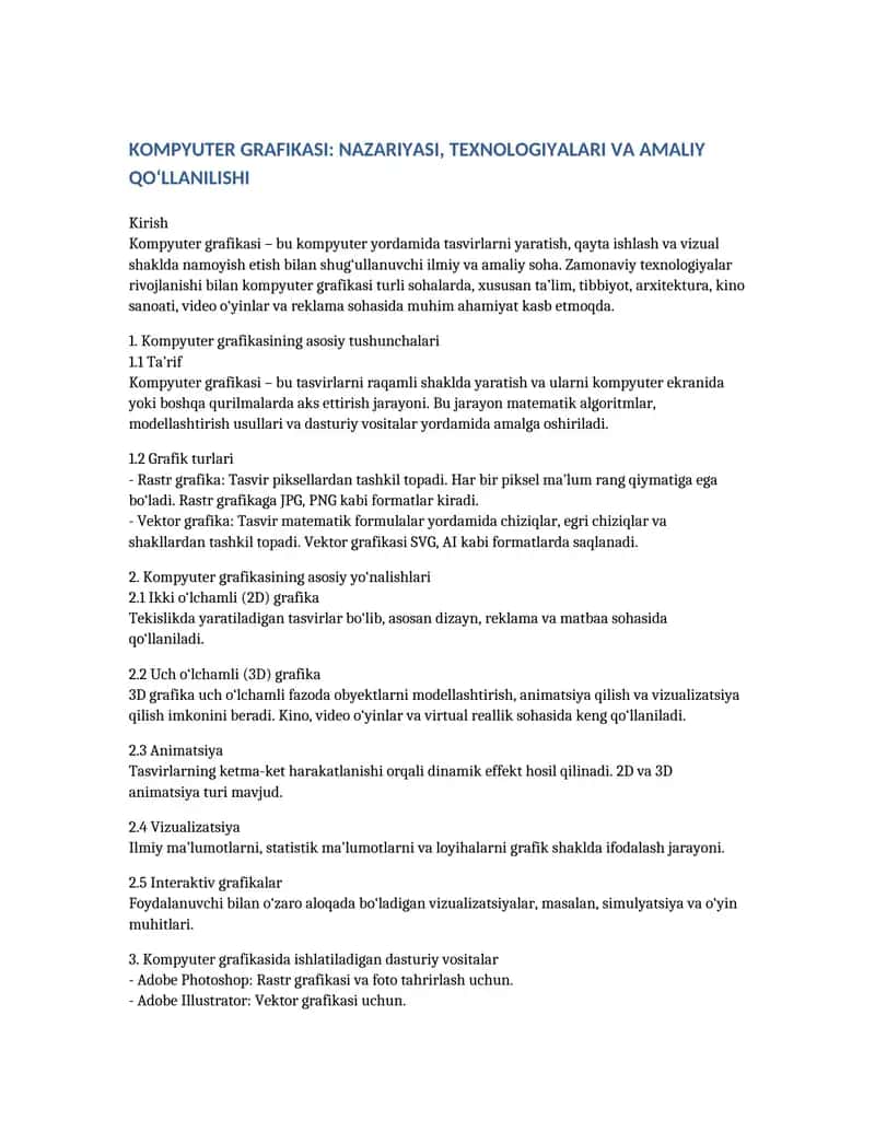 “Kompyuter Grafikasining Sirli Olami – To‘liq Ilmiy va Amaliy Qo‘llanma” 1