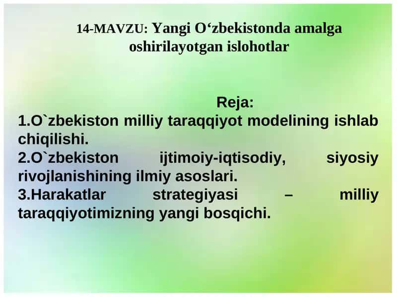 Yangi O‘zbekistonda amalga oshirilayotgan islohotlar 1