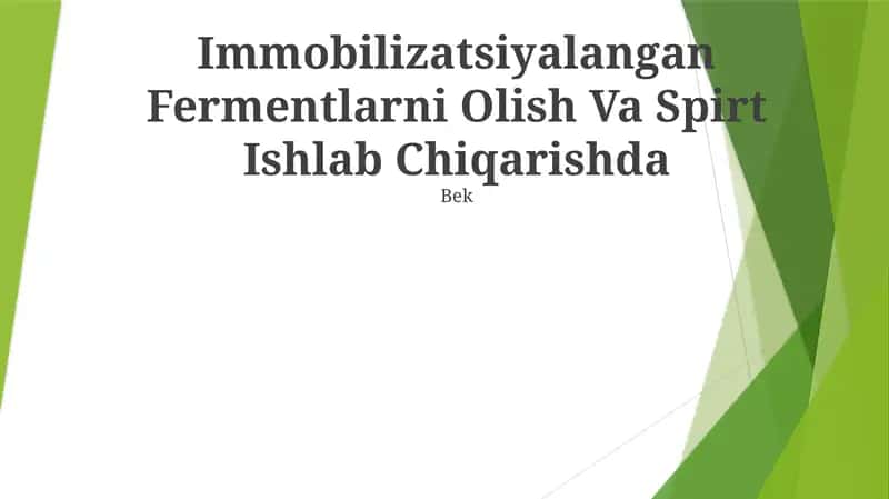 Immobilizatsiyalangan Fermentlarni Olish Va Spirt Ishlab Chiqarishda 1
