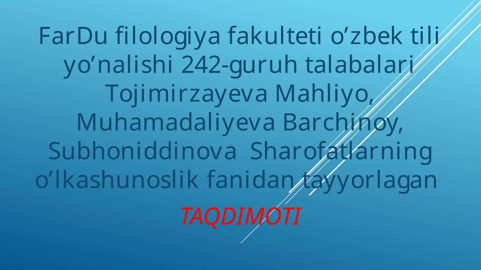 O'zbek tilida toponimika 1