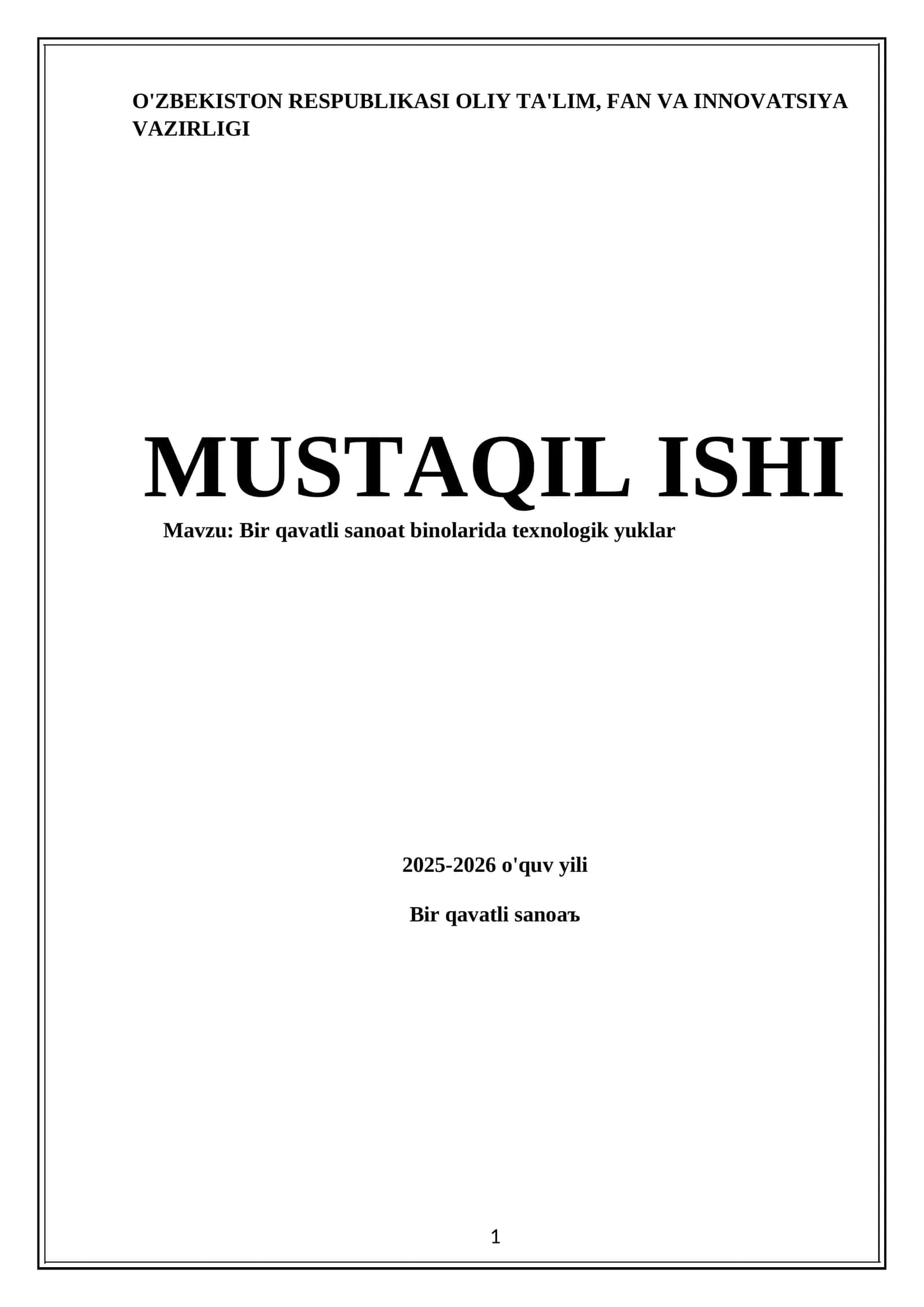 Bir qavatli sanoat binolarida texnologik yuklar 1