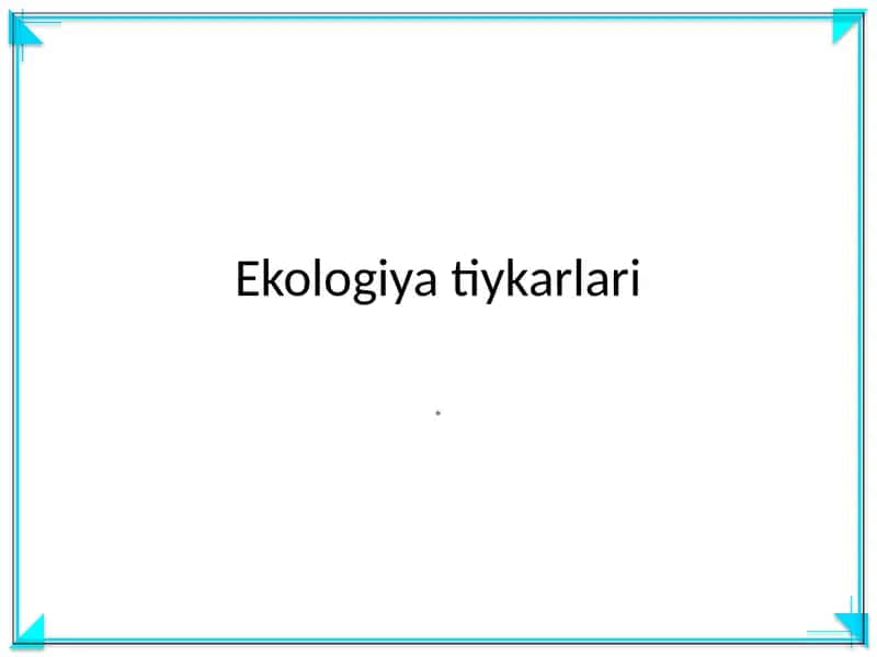 Ekologiya tiykarlari 1