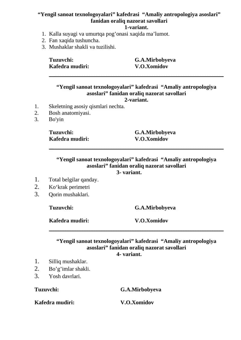 Amaliy antropologiya asoslari 1