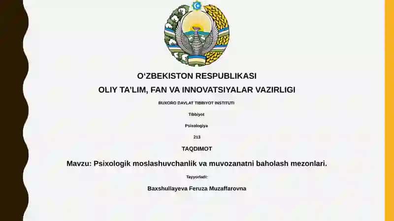 Psixologik moslashuvchanlik va muvozanatni baholash mezonlari