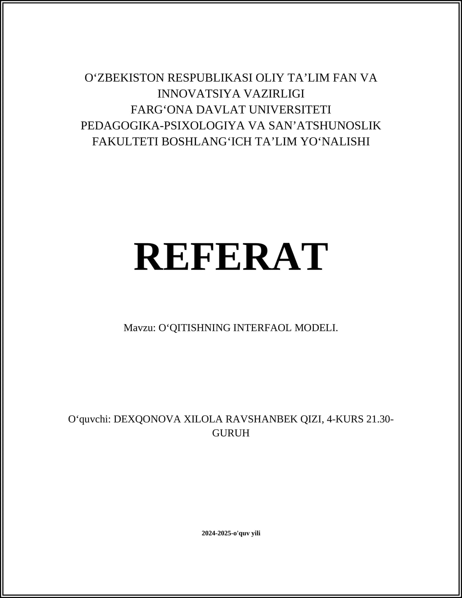 O‘QITISHNING INTERFAOL MODELI 1