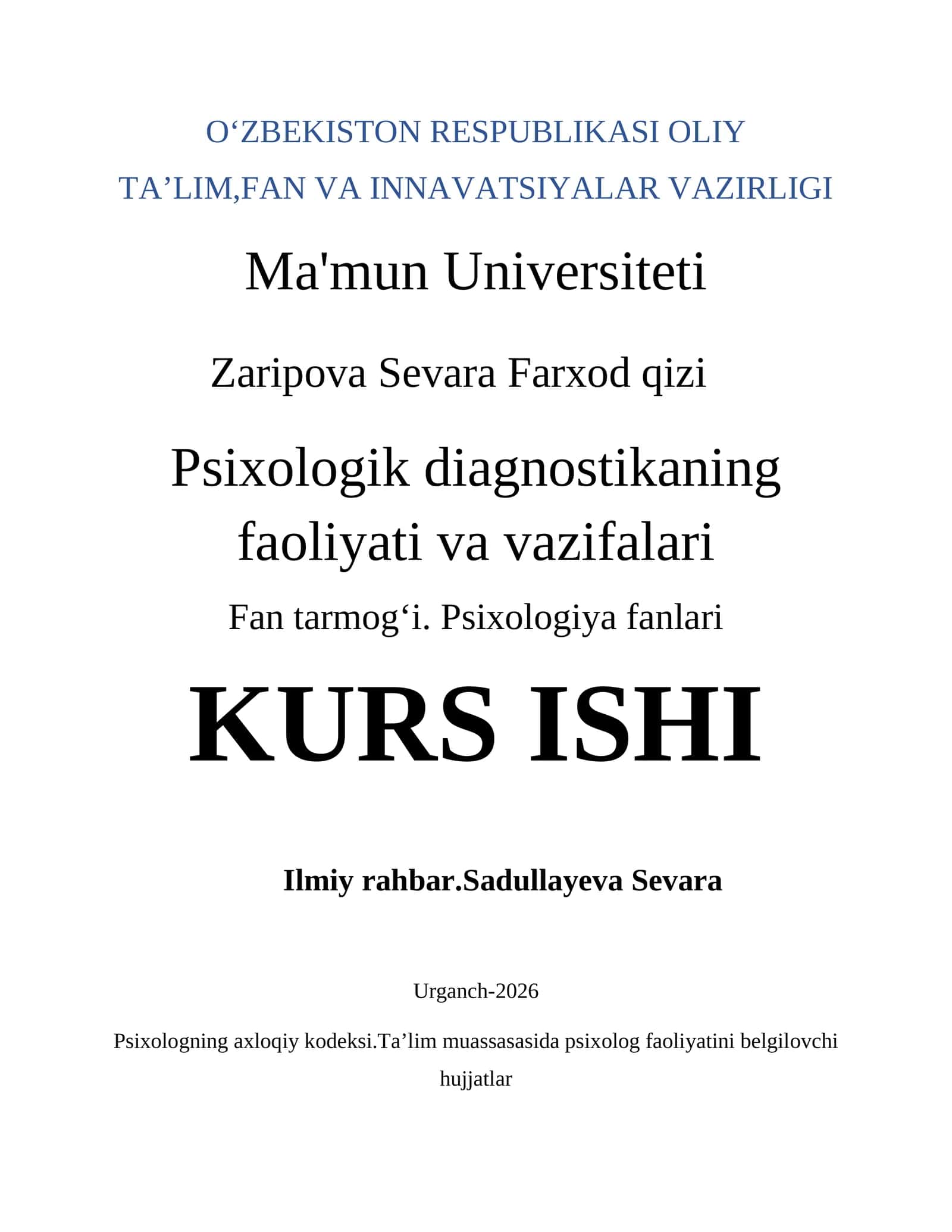 Psixologik diagnostikaning faoliyati va vazifalari 1