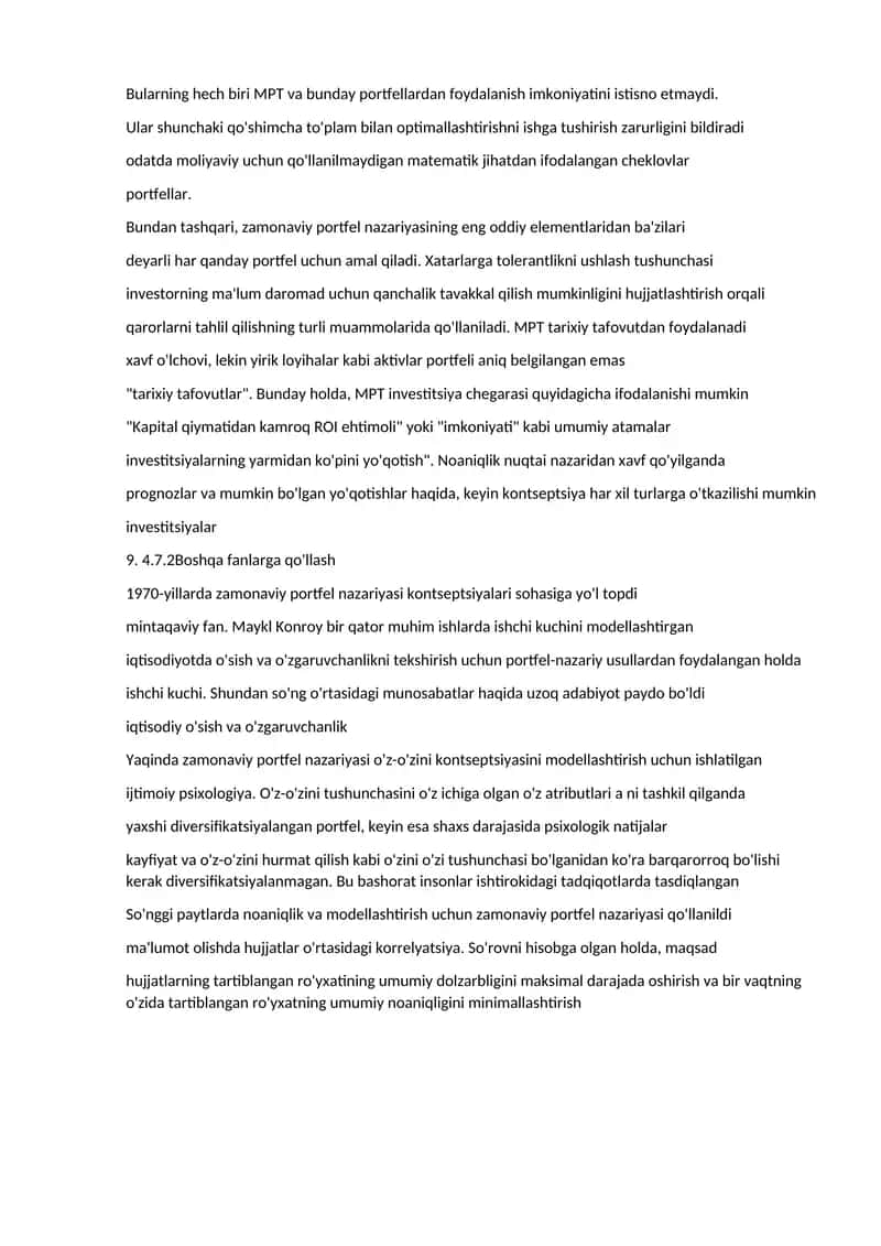 Zamonaviy portfel nazariyasi 1