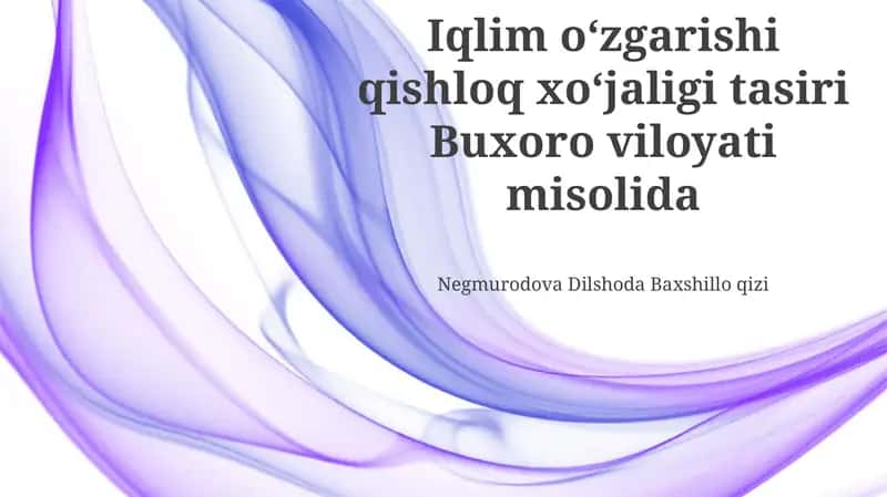 Iqlim oʻzgarishiga moslashish strategiyasi va choralar 1