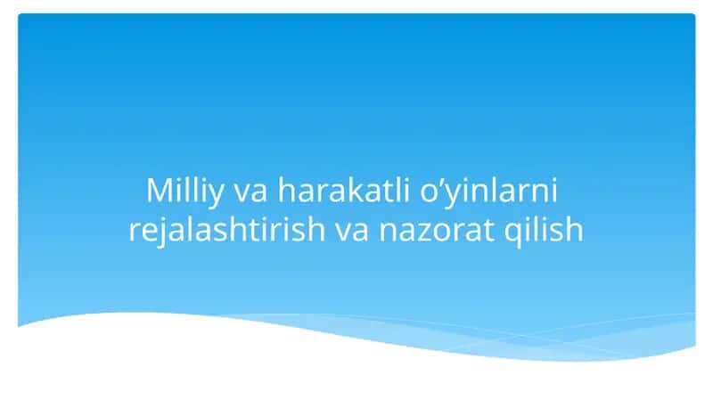Milliy vaharakatlio’yinlarni rejalashtirish va nazorat qilish 1