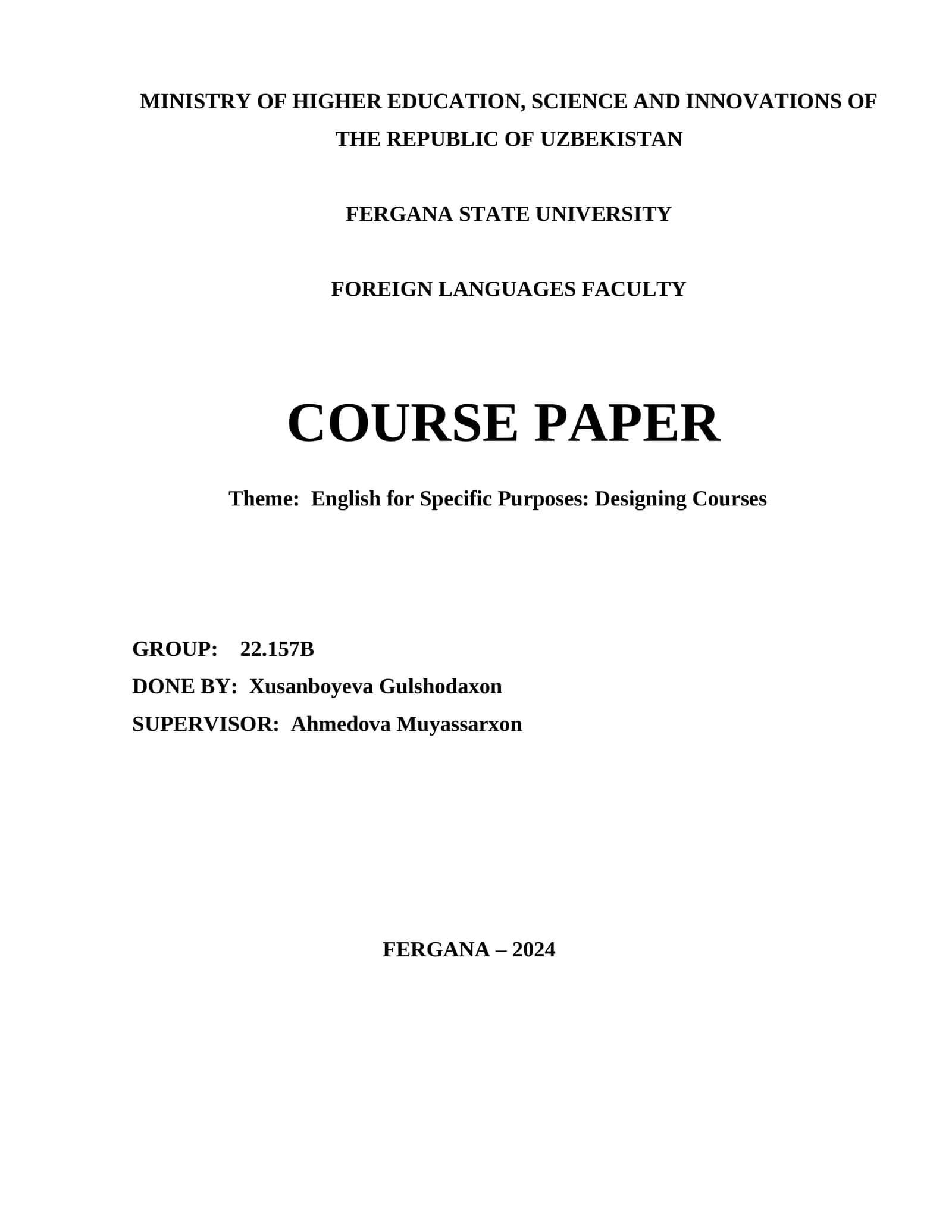 English for Specific Purposes: Designing Courses 1