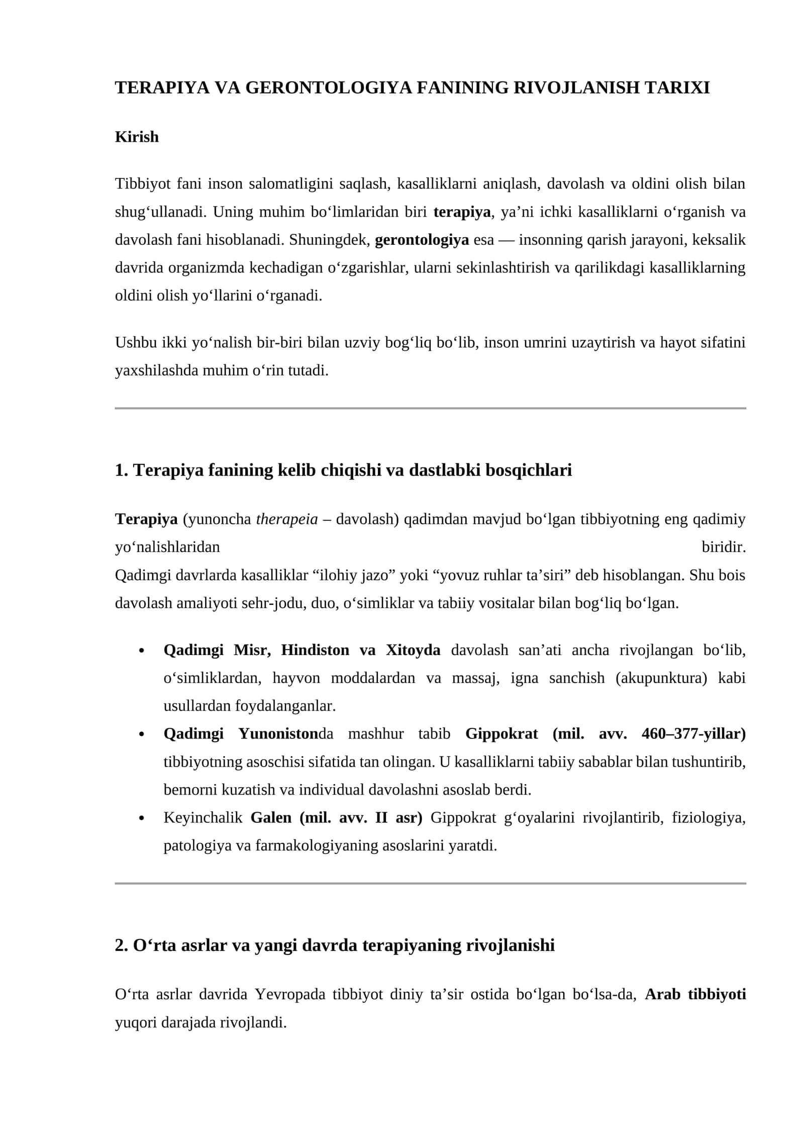 Terapiya va Gerontologiya Fanining Rivojlanish Tarixi 1