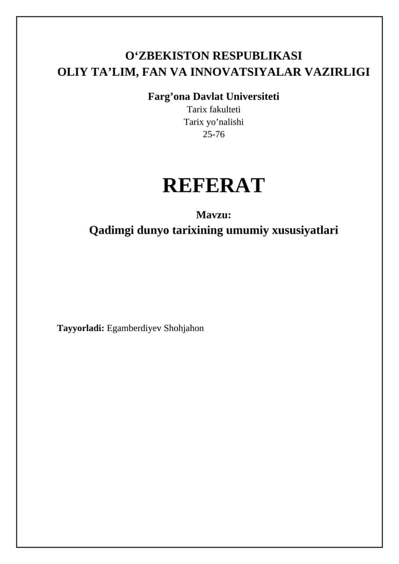 Qadimgi dunyo sivilizatsiyalari 1