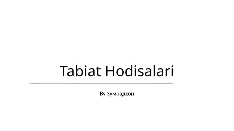 Tabiat Hodisalari 1