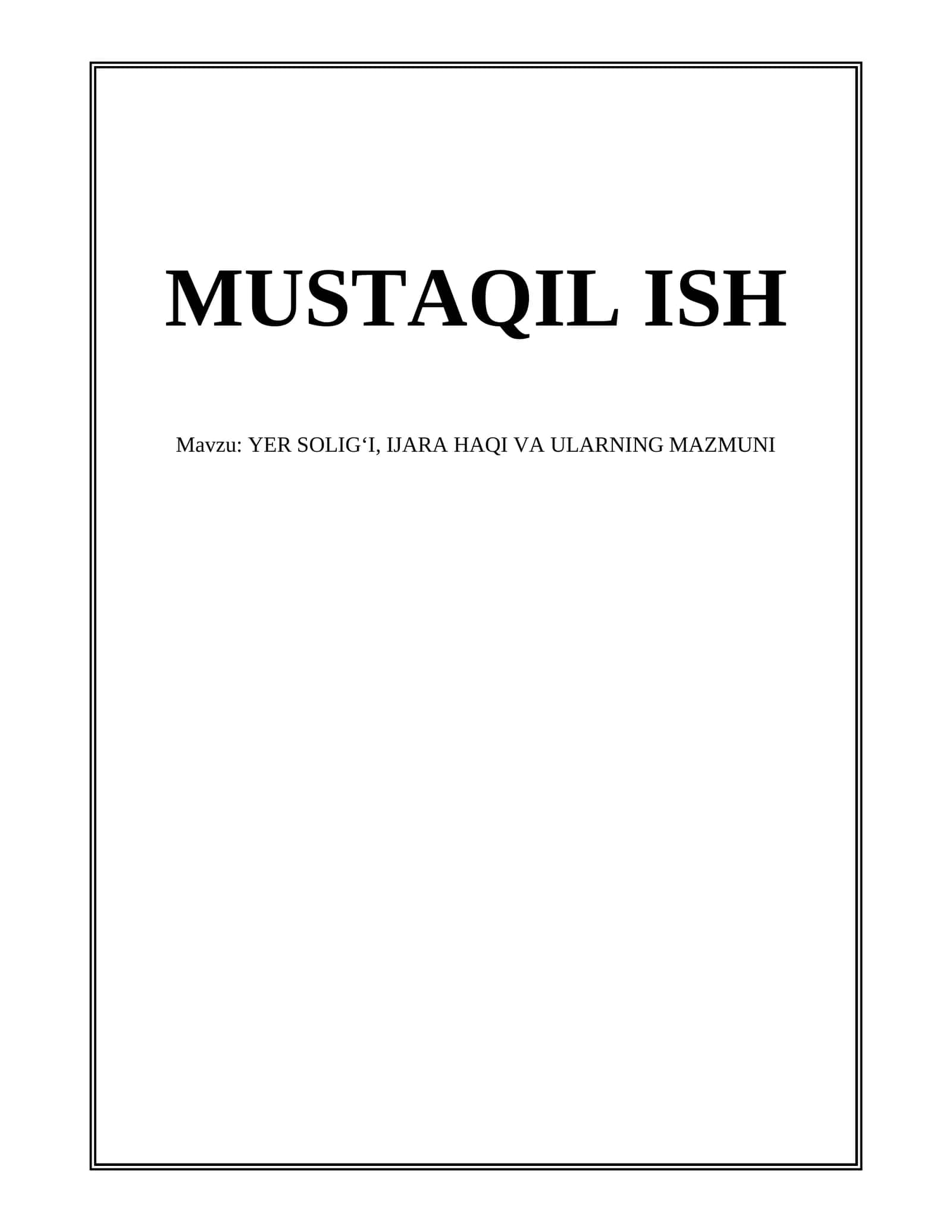 MUSTAQIL ISH 1