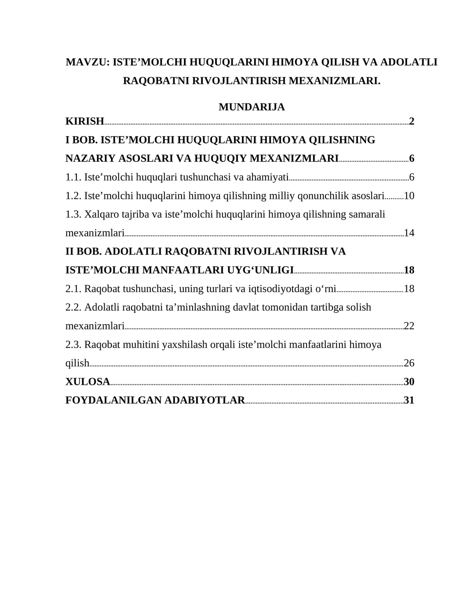 ISTE’MOLCHI HUQUQLARINI HIMOYA QILISH VA ADOLATLI RAQOBATNI RIVOJLANTIRISH MEXANIZMLARI 1