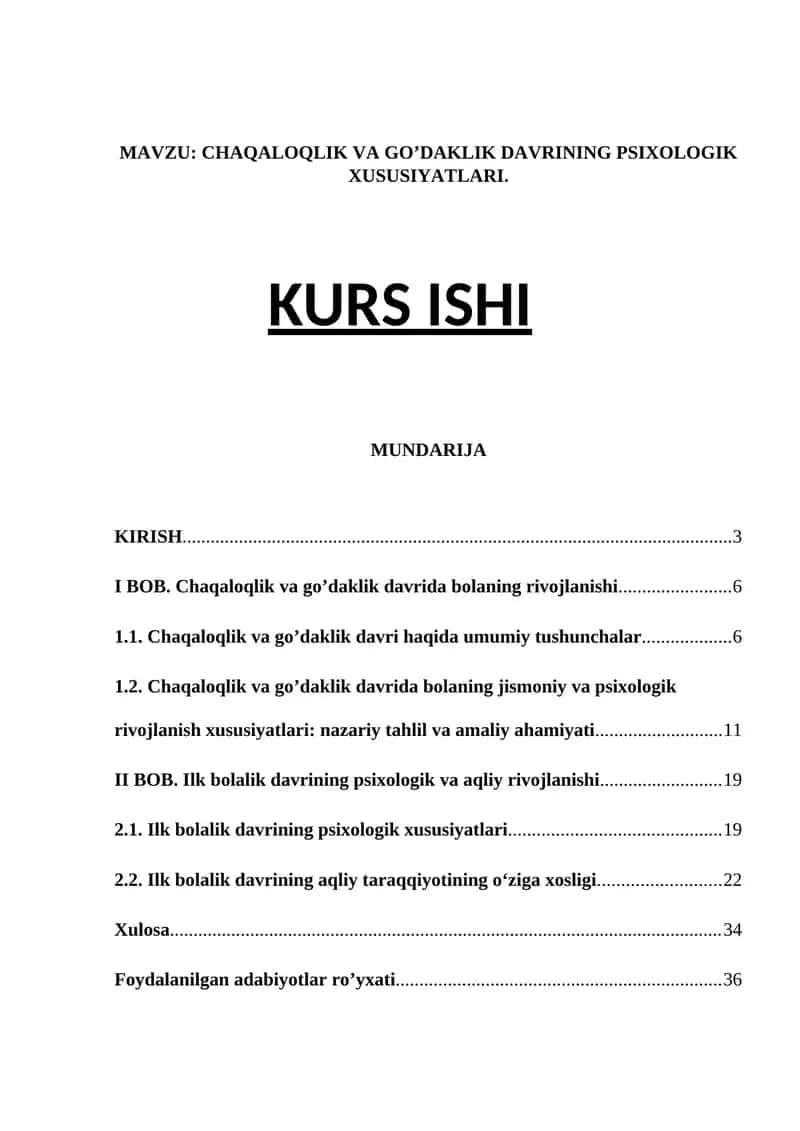 Chaqaloqlik va go’daklik davrining psixologik xususiyatlari 1